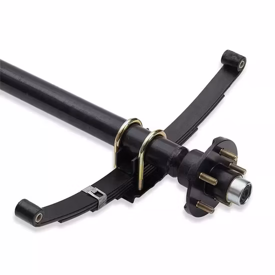 3500ポンドラウンドソリッド小型ユーティリティトレーラーボートトレーラーパーツアクスル、5オン4.5ボルトパターンアイドラーハブ付き